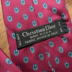 Dior Burgundy and Teal Patterned Tie